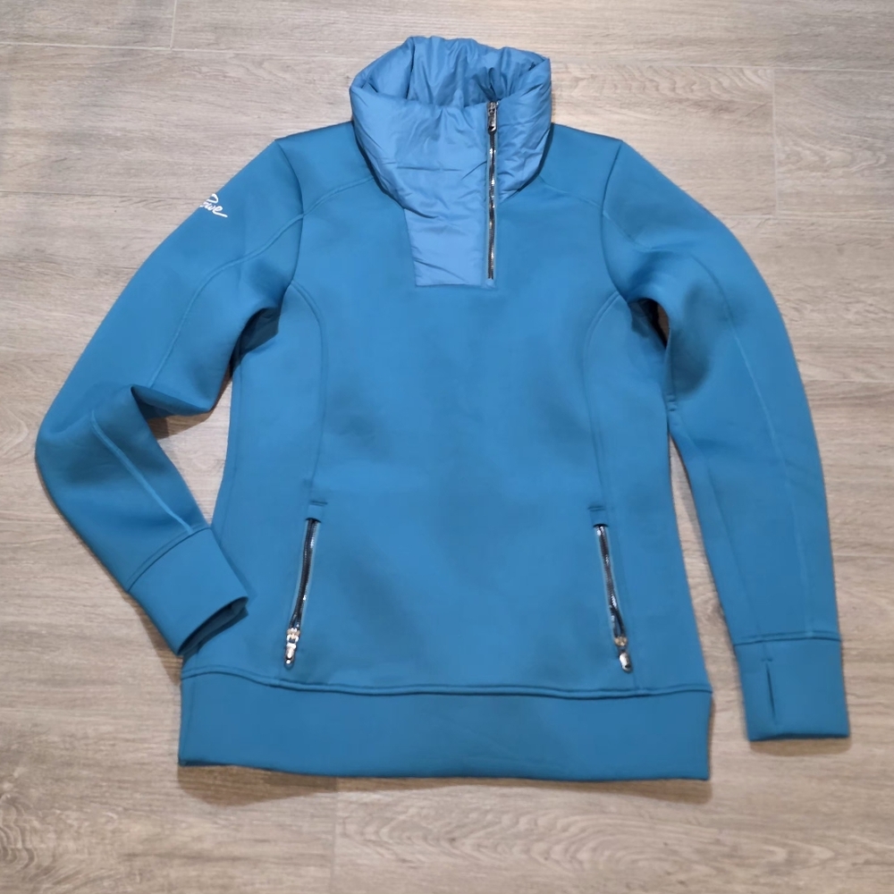 Spyder Womans Monde Zip T-Neck Pullover Long Sleeve Active Shirt Small Teal - Picture 3 of 8